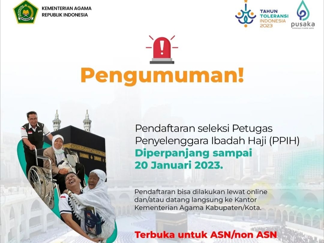 Pendaftaran PPIH 1444 H/ 2023 diperpanjang.